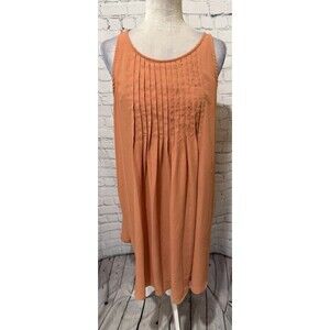 Nanette Lepore Terracotta Pleated Mock Neck Sleeveless Dress Size 12